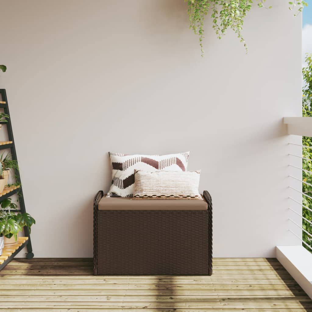 Cassapanca con Cuscino Marrone 80x51x52 cm in Polyrattan 365732