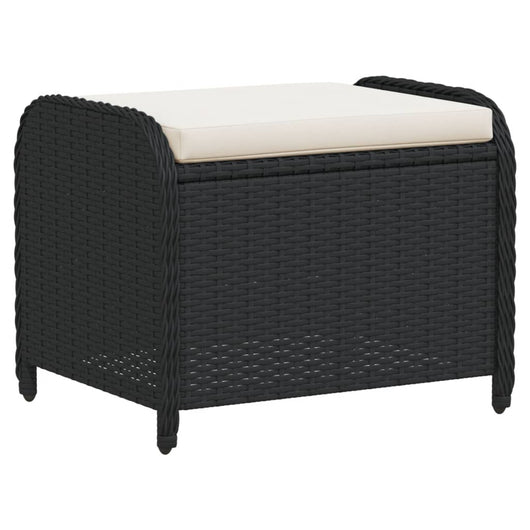 Sgabello Giardino con Cuscino Nero 58x46x46 cm in Polyrattancod mxl 115694