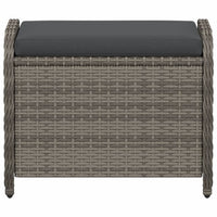 Sgabello Giardino con Cuscino Grigio 58x46x46 cm in Polyrattan