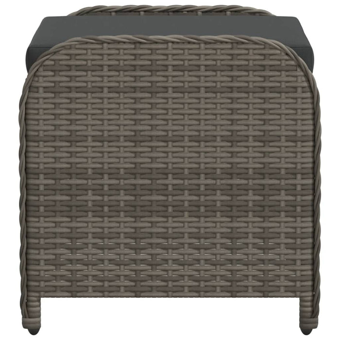 Sgabello Giardino con Cuscino Grigio 58x46x46 cm in Polyrattan