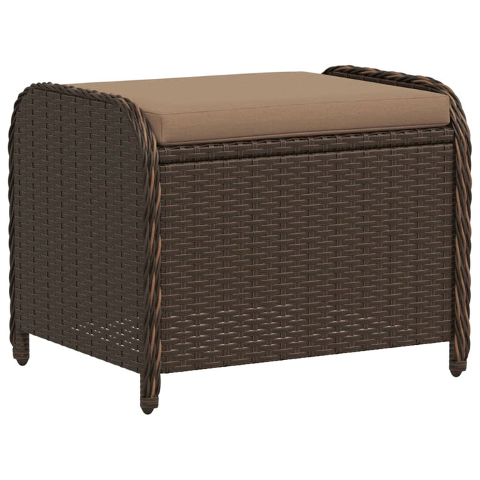 Sgabello Giardino con Cuscino Marrone 58x46x46 cm in Polyrattan 365735