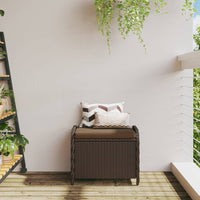 Sgabello Giardino con Cuscino Marrone 58x46x46 cm in Polyrattan 365735