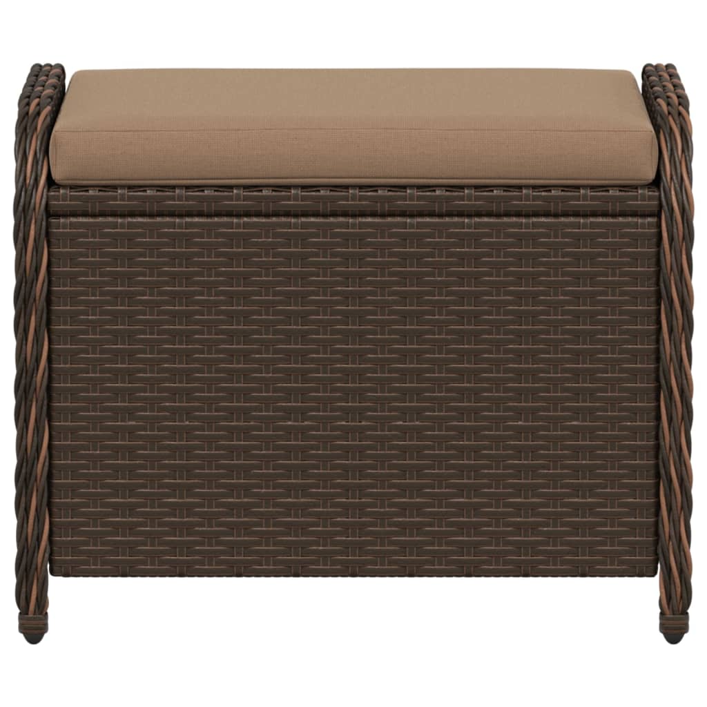 Sgabello Giardino con Cuscino Marrone 58x46x46 cm in Polyrattan 365735