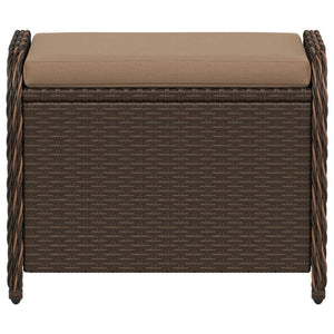 Sgabello Giardino con Cuscino Marrone 58x46x46 cm in Polyrattan 365735