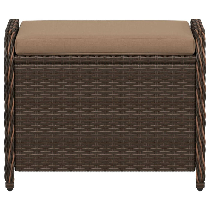 Sgabello Giardino con Cuscino Marrone 58x46x46 cm in Polyrattan 365735