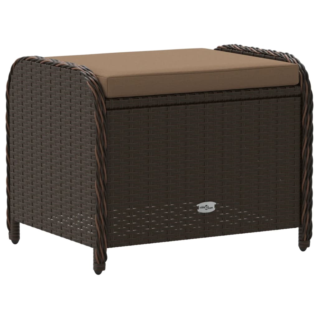 Sgabello Giardino con Cuscino Marrone 58x46x46 cm in Polyrattan 365735