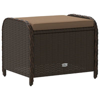 Sgabello Giardino con Cuscino Marrone 58x46x46 cm in Polyrattan 365735