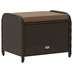 Sgabello Giardino con Cuscino Marrone 58x46x46 cm in Polyrattan 365735