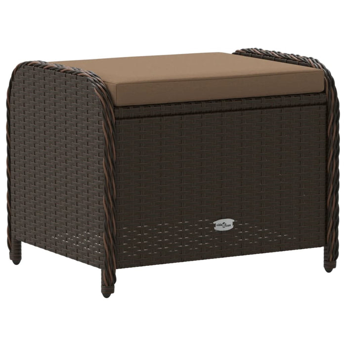 Sgabello Giardino con Cuscino Marrone 58x46x46 cm in Polyrattan 365735