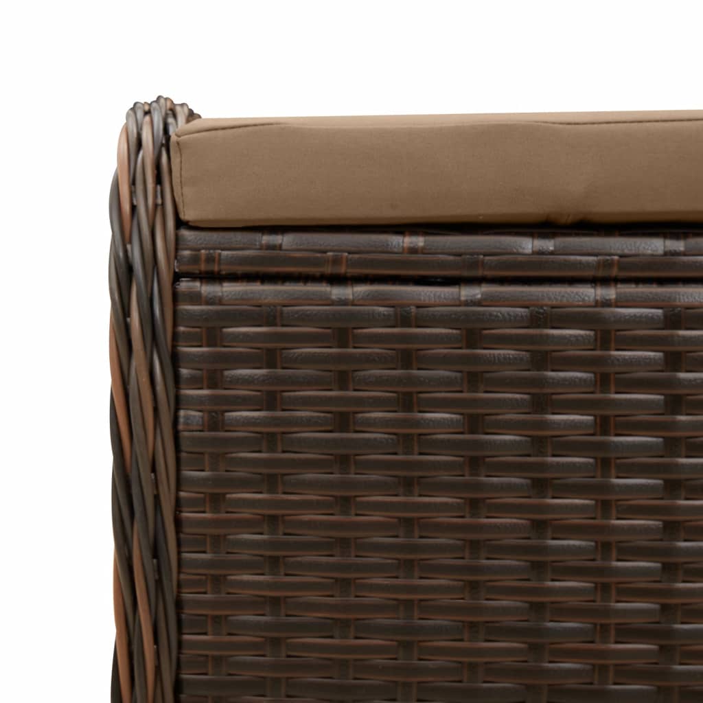 Sgabello Giardino con Cuscino Marrone 58x46x46 cm in Polyrattan 365735