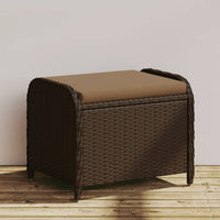 Sgabello Giardino con Cuscino Marrone 58x46x46 cm in Polyrattan 365735