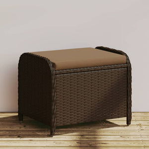 Sgabello Giardino con Cuscino Marrone 58x46x46 cm in Polyrattan 365735