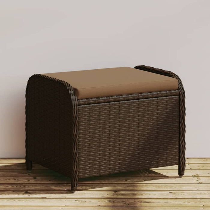 Sgabello Giardino con Cuscino Marrone 58x46x46 cm in Polyrattan 365735