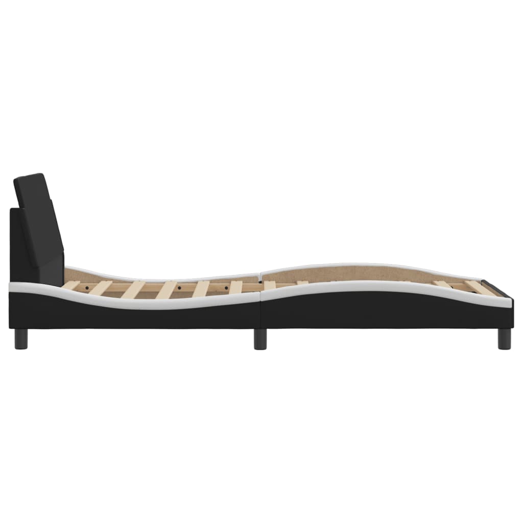 Giroletto-Struttura Letto Dover Nero e Bianco 80x200 cm in Similpelle