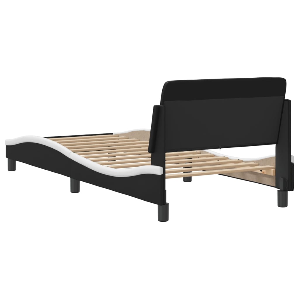 Giroletto-Struttura Letto Dover Nero e Bianco 80x200 cm in Similpelle