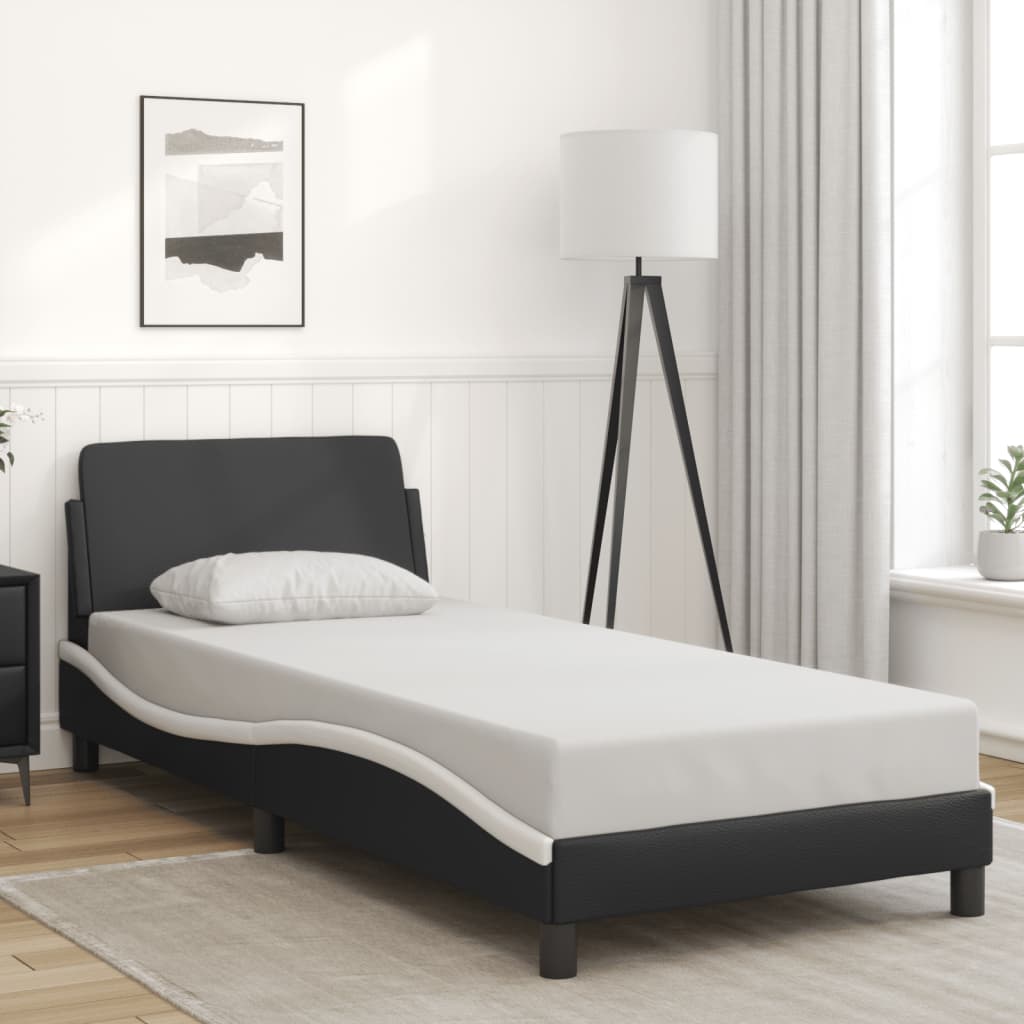 Giroletto-Struttura Letto Dover Nero e Bianco 80x200 cm in Similpelle