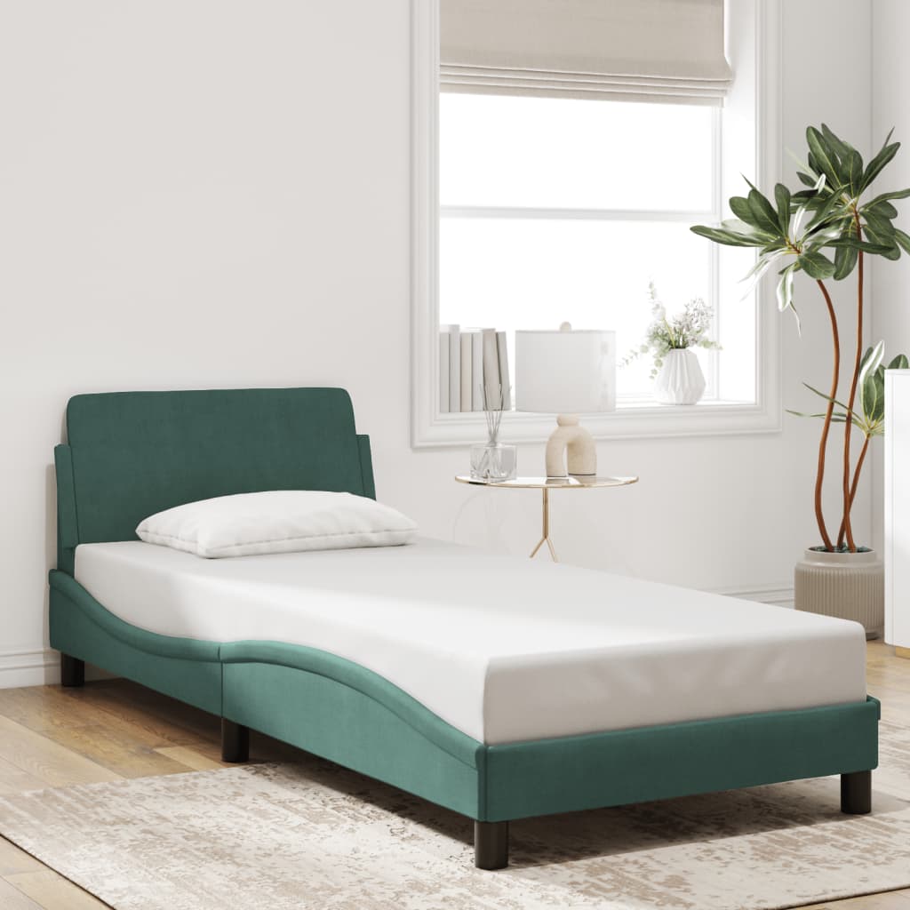 Giroletto-Struttura Letto Dover Verde Scuro 90x190 cm in Velluto