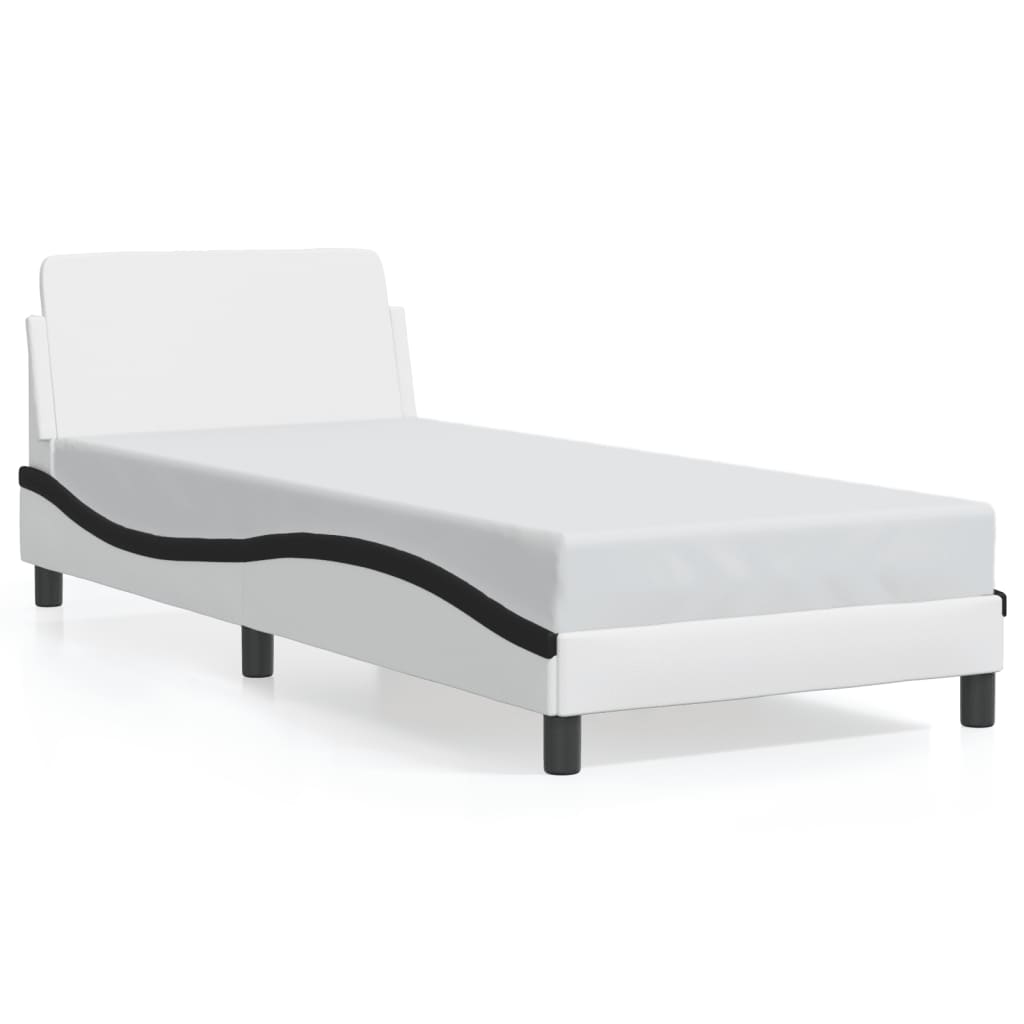 Giroletto-Struttura Letto Dover Nero e Bianco 90x190 cm in Similpelle 552244
