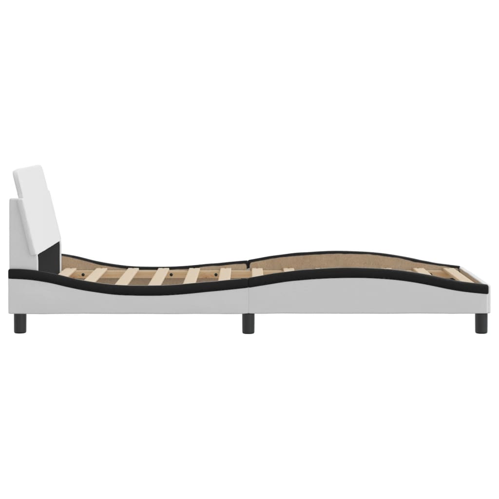 Giroletto-Struttura Letto Dover Nero e Bianco 90x190 cm in Similpelle 552244