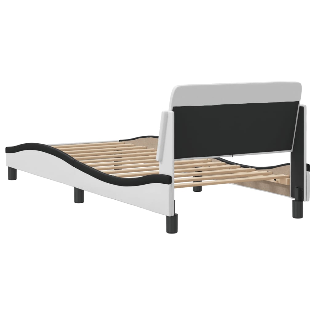 Giroletto-Struttura Letto Dover Nero e Bianco 90x190 cm in Similpelle 552244