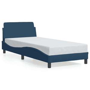 Giroletto con Testiera-Letto con Testiera Dover Blu 90x200 cm Tessuto