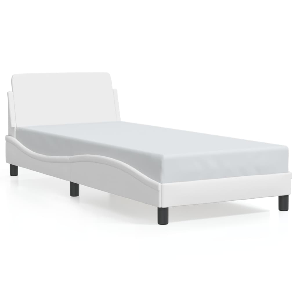 Giroletto-Struttura Letto Dover Bianco 90x200 cm in Similpelle