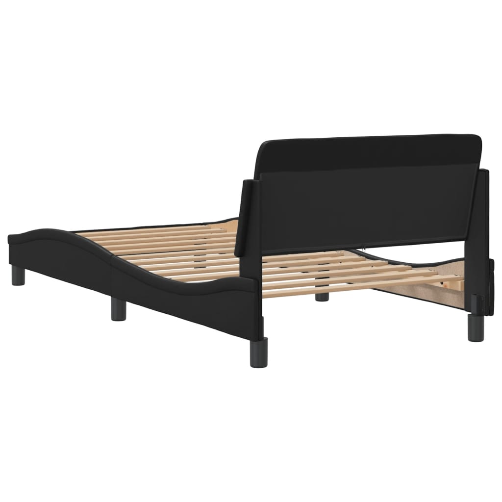 Giroletto-Struttura Letto Dover Nero 100x200 cm in Similpelle