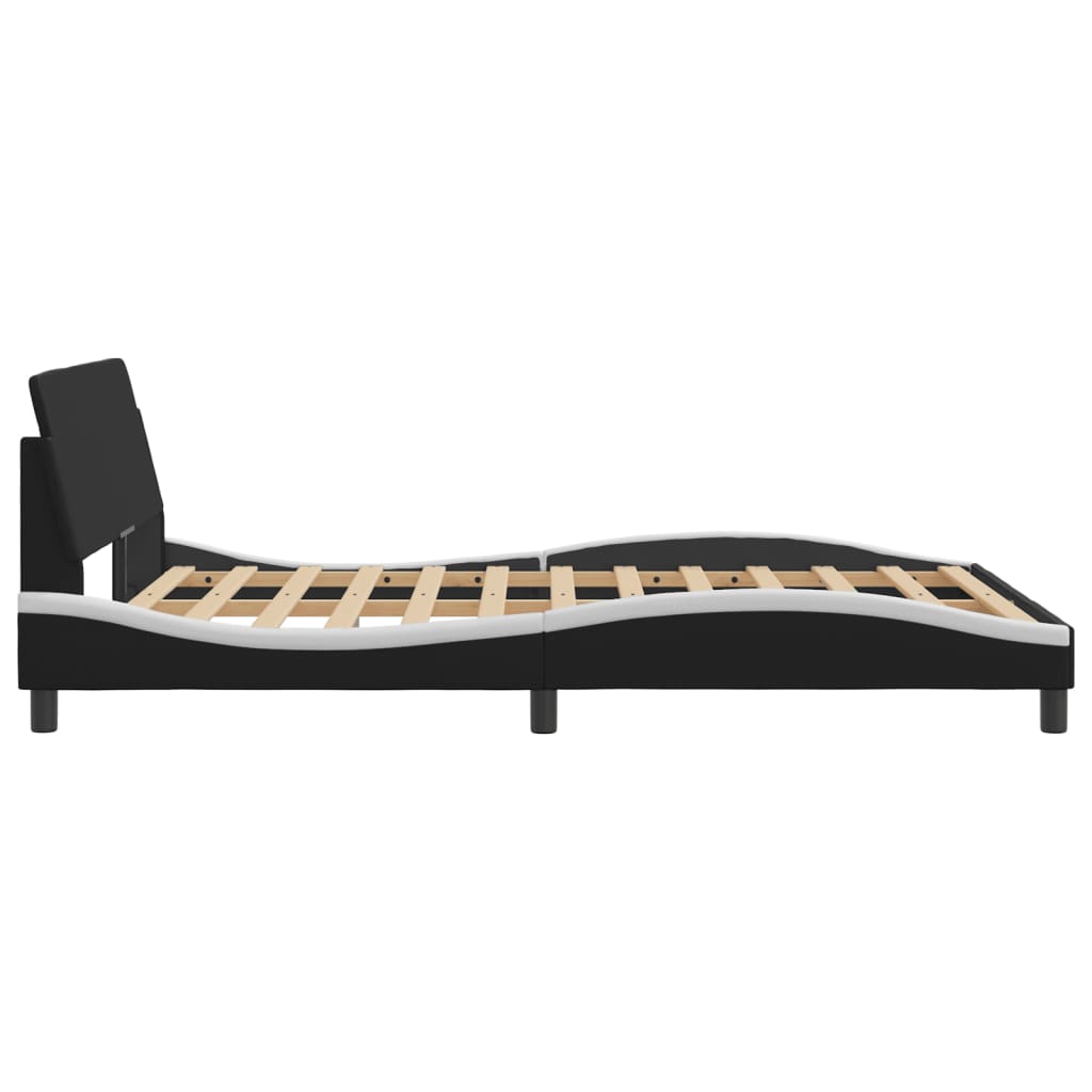 Giroletto-Struttura Letto Dover Nero e Bianco 140x190 cm in Similpelle