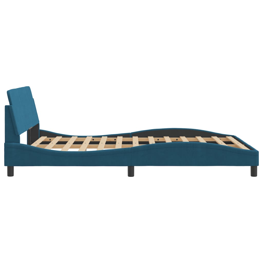 Giroletto con Testiera-Struttura Letto con testiera Dover Blu 140x200 cm in Velluto
