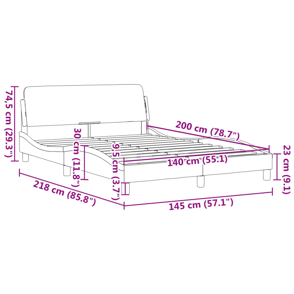 Giroletto con Testiera-Struttura Letto con testiera Dover Blu 140x200 cm in Velluto