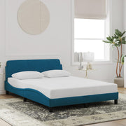Giroletto con Testiera-Struttura Letto con testiera Dover Blu 140x200 cm in Velluto