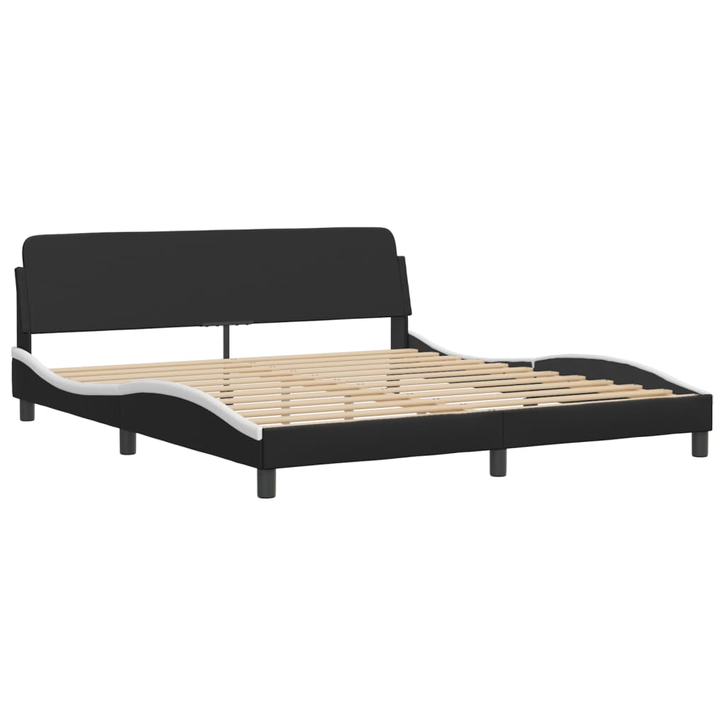 Giroletto-Struttura Letto Dover Nero e Bianco 180x200 cm in Similpelle