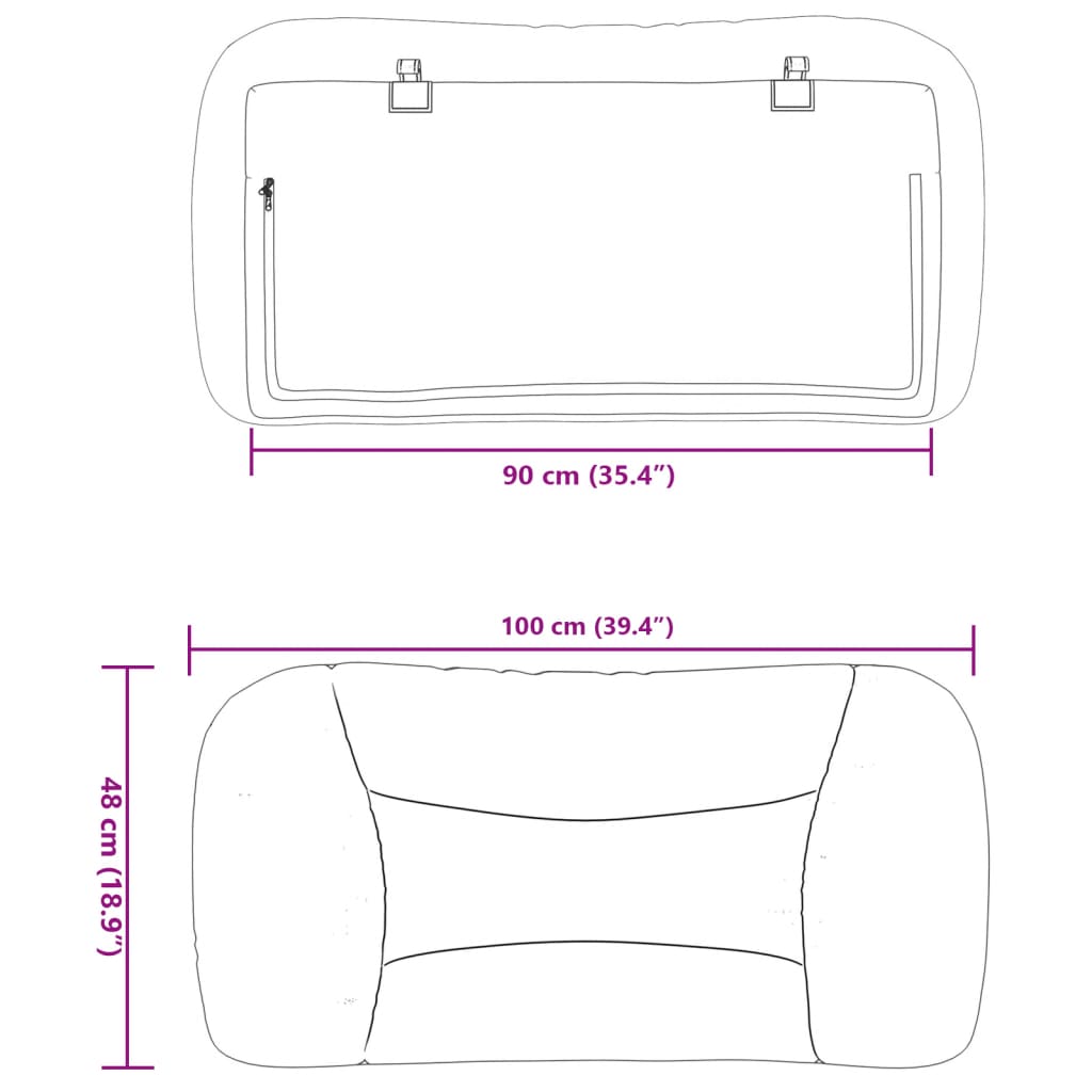 Cuscino Testiera Hvar Crema 90 cm in Tessuto 374542