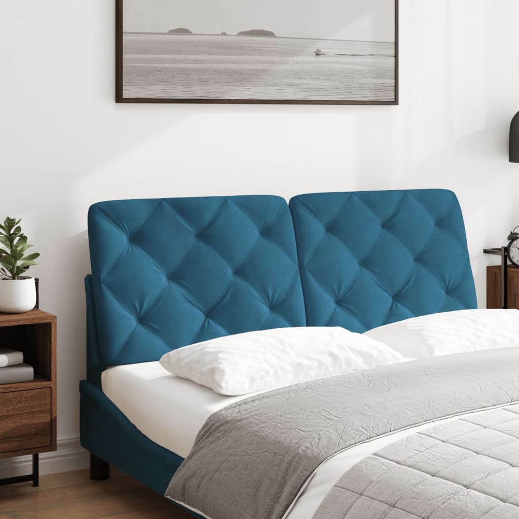 Cuscino Testiera Blu 140 cm in Velluto