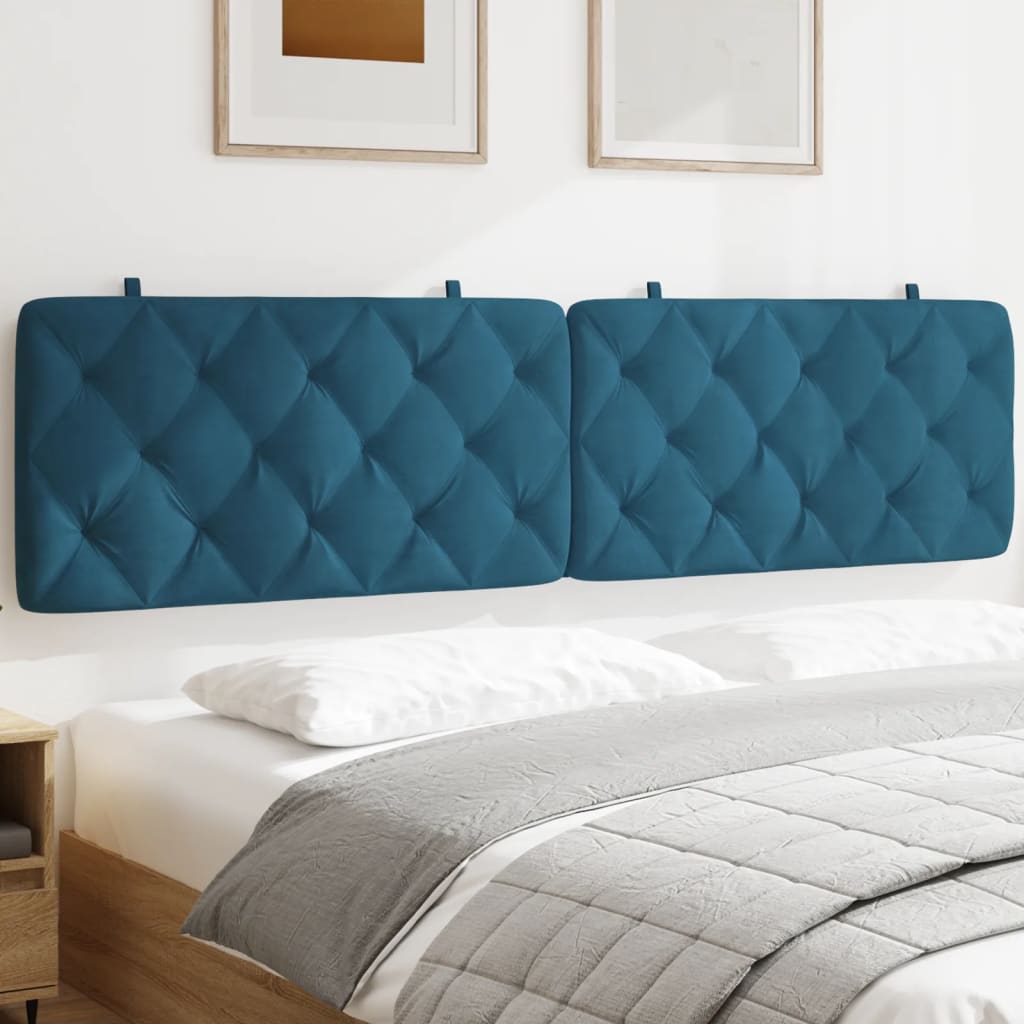 vidaXL Cuscino Testiera Blu 200 cm in Velluto