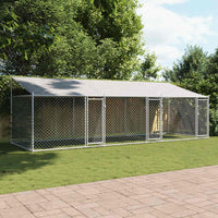 Gabbia Cani con Tetto e Porte Grigia 6x2x2 m in Acciaio Zincatocod mxl 134863