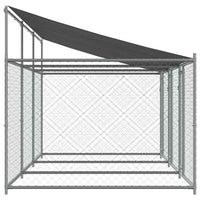 Gabbia Cani con Tetto e Porte Grigia 6x2x2 m in Acciaio Zincato 3209564