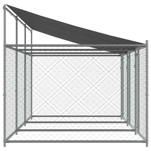 Gabbia Cani con Tetto e Porte Grigia 6x2x2 m in Acciaio Zincato 3209564