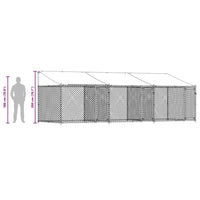 Gabbia Cani con Tetto e Porte Grigia 6x2x2 m in Acciaio Zincato 3209564