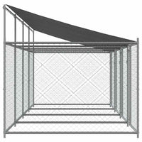 Gabbia Cani con Tetto e Porte Grigia 8x2x2 m in Acciaio Zincato 3209565