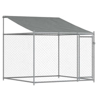 Gabbia Cani con Tetto e Porte Grigia 8x2x2 m in Acciaio Zincato 3209565