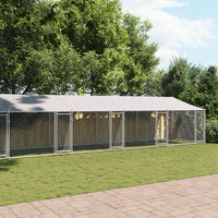 Gabbia Cani con Tetto e Porte Grigia 10x2x2 m Acciaio Zincato 3209566