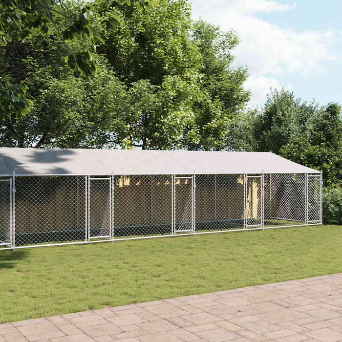 Gabbia Cani con Tetto e Porte Grigia 10x2x2 m Acciaio Zincatocod mxl 134864