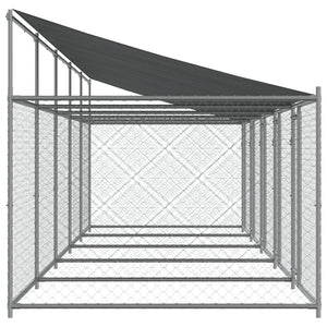 Gabbia per cani con tetto/porte 10 x 2 x 2 m acciaio zincato grigio 02_0041637