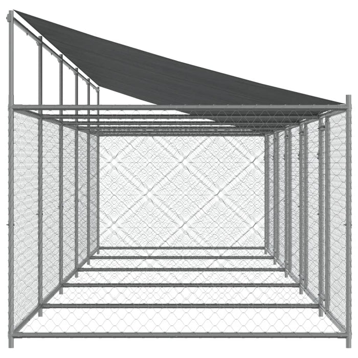 Gabbia per cani con tetto/porte 10 x 2 x 2 m acciaio zincato grigio 02_0041637
