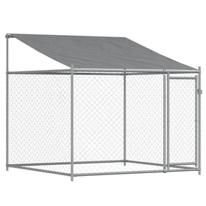 Gabbia per cani con tetto/porte 10 x 2 x 2 m acciaio zincato grigio 02_0041637