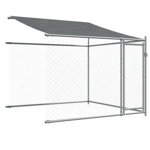 Gabbia per cani con tetto/porte 10 x 2 x 2 m acciaio zincato grigio 02_0041637