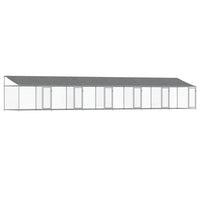 Gabbia Cani con Tetto e Porte Grigia 12x2x2 m Acciaio Zincato