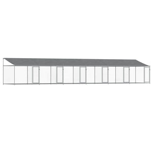 Gabbia Cani con Tetto e Porte Grigia 12x2x2 m Acciaio Zincato