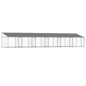 Gabbia per cani con tetto/porte 12 x 2 x 2 m acciaio zincato grigio 02_0041638